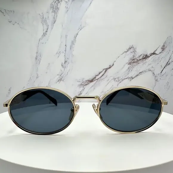 Prada Black and Gold Round Sunglasses display picture 1